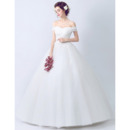 Inexpensive Ball Gown Off-the-shoulder Floor Length Wedding Dresses