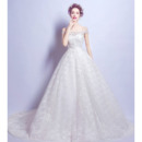 Elegant A-Line Off-the-shoulder Court Train Lace Wedding Dresses