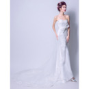 Custom Sheath Sweetheart Sleeveless Sweep Train Satin Wedding Dresses