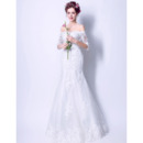 Affordable Trumpet Off-the-shoulder Wedding Dresses with Half Sleeves