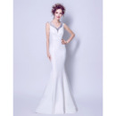 Sexy Mermaid V-Neck Sleeveless Floor Length Satin Wedding Dresses