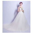 V-Neck Court Train Satin Organza Wedding Dresses