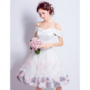 Custom A-Line Off-the-shoulder Knee Length Floral Wedding Dresses