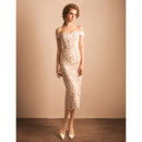Affordable Off-the-shoulder Tea Length Lace Reception Wedding Dresses