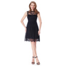 New Sleeveless Mini/ Short Chiffon Lace Black Bridesmaid Dresses