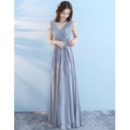 Elegant V-Neck Sleeveless Floor Length Chiffon Bridesmaid Dresses