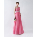 One Shoulder Floor Length Chiffon Evening Dresses