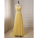 Custom A-Line Sleeveless Floor Length Chiffon Evening/ Prom Dresses