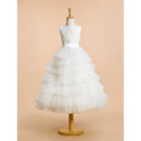 Custom Sleeveless Lace Organza Layered Skirt Flower Girl Dresses