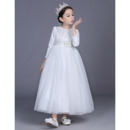 Affordable Ankle Length Satin Flower Girl Dresses with Long Sleeves