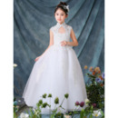 Inexpensive Mandarin Collar Floor Length Organza Flower Girl Dresses