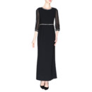 Vintage Tea Length Chiffon Black Mother Dresses with 3/4 Long Sleeves