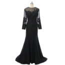 Custom Sheath Long Chiffon Tulle Mother Dresses with Long Sleeves