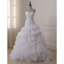 Elegant Sweetheart Floor Length Organza Layered Skirt Wedding Dresses