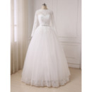 Discount Ball Gown Floor Length Wedding Dresses with Long Sleeves