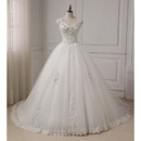 Elegant A-Line V-Neck Sleeveless Chapel Train Organza Wedding Dresses