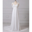 Custom Empire V-Neck Sleeveless Floor Length Chiffon Wedding Dresses