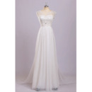 Discount V-Neck Sleeveless Floor Length Chiffon Wedding Dresses