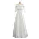 Elegant Off-the-shoulder Taffeta Wedding Dresses with Half Sleeves