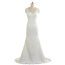 Elegant Sheath Sweetheart Sleeveless Floor Length Lace Wedding Dresses