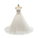 Custom Sweetheart Chapel Train Satin Organza Wedding Dresses