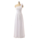 Vintage One Shoulder Floor Length Chiffon Asymmetric Wedding Dresses