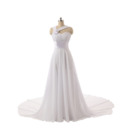 Elegant Sweetheart Chapel Train Chiffon Wedding Dresses with Straps