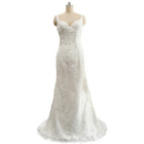 Affordable Sheath Sweetheart Lace Wedding Dress with Spaghetti Straps