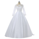 New Ball Gown Floor Length Wedding Dresses with Long Lace Sleeves