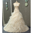 Affordable Sweetheart Sweep Train Organza Ruffle Skirt Wedding Dresses