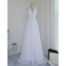 Vintage V-Neck Sleeveless Sweep Train Chiffon Wedding Dresses