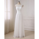 Vintage A-Line Sleeveless Floor Length Lace Chiffon Wedding Dresses