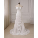 Affordable Sweetheart Sweep Train Chiffon Pleated Wedding Dresses