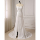 Vintage Sweetheart Sweep Train Chiffon Wedding Dress with Slit