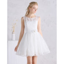 Casual A-Line Sleeveless Mini Satin Lace Summer Wedding Dresses