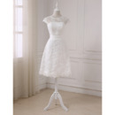 Inexpensive Cap Sleeves Knee Length Lace Petite Wedding Dresses