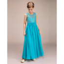 Affordable Ankle Length Chiffon Lace Junior Bridesmaid Dresses