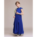 New Cap Sleeves Ankle Length Chiffon Junior Bridesmaid Dresses