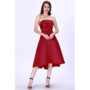 Affordable A-Line Strapless Short Satin Cocktail/ Holiday Dresses
