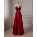 A-Line Floor Length Satin Embroidery Evening/ Prom Dresses
