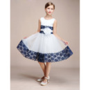 Knee Length Flower Girl Dresses with Lace Trim