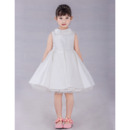 Adorable A-Line Lapel Knee Length Satin Flower Girl Dresses