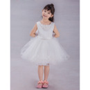 A-Line Knee Length Satin Tulle Flower Girl Dresses