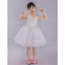Affordable Ball Gown Knee Length Applique Flower Girl Dresses