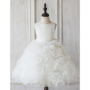 Custom Ball Gown Knee Length Ruffle Skirt Flower Girl Dresses