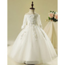 Adorable Ball Gown Off-the-shoulder Flower Girl Dresses with Sleeves