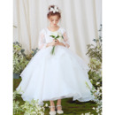 New Ball Gown Ankle Length Flower Girl Dresses with Long Sleeves