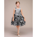 Custom Sleeveless Short Taffeta Ruffle Skirt Flower Girl Dresses