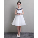 New A-Line Knee Length Satin Flower Girl Dresses with Sashes