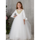 Stunning Floor Length First Communion Dresses with Long Sleeves